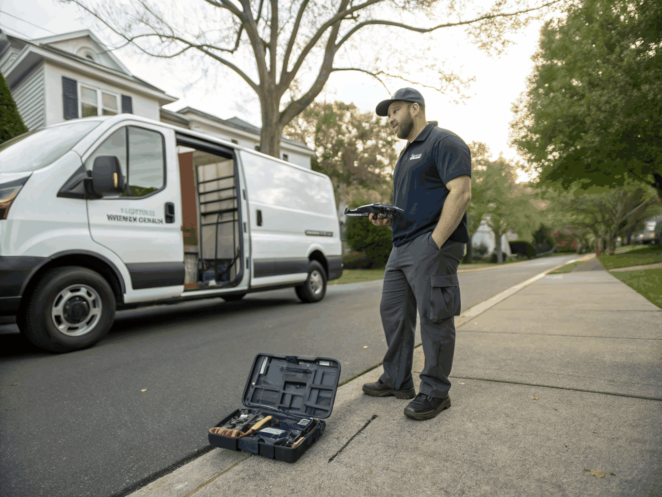 Local appliance repair technician with professional service van in Brookhaven