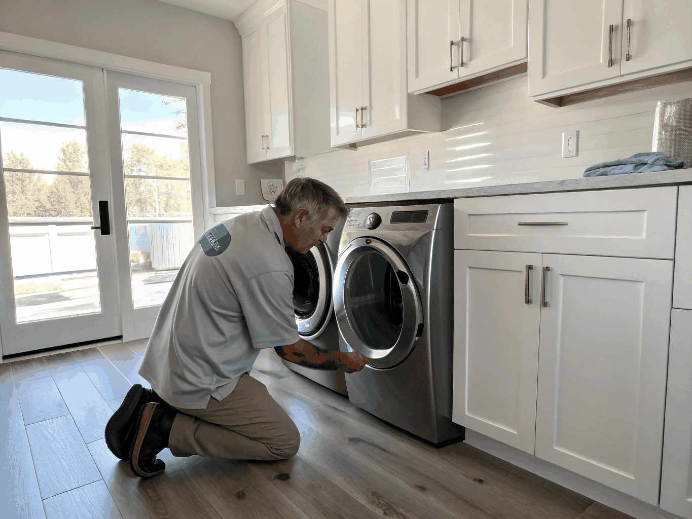 Washer repair scene in Brookhaven, GA